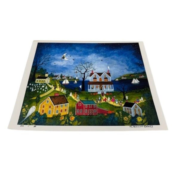 NEW Halloween Night LIMITED EDITION Print By Janet L Munro signed 22/50 - Picture 1 of 5